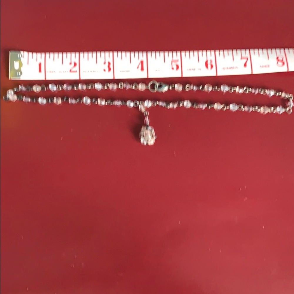 Necklace light pink see through beaded in chain - Picture 8 of 12